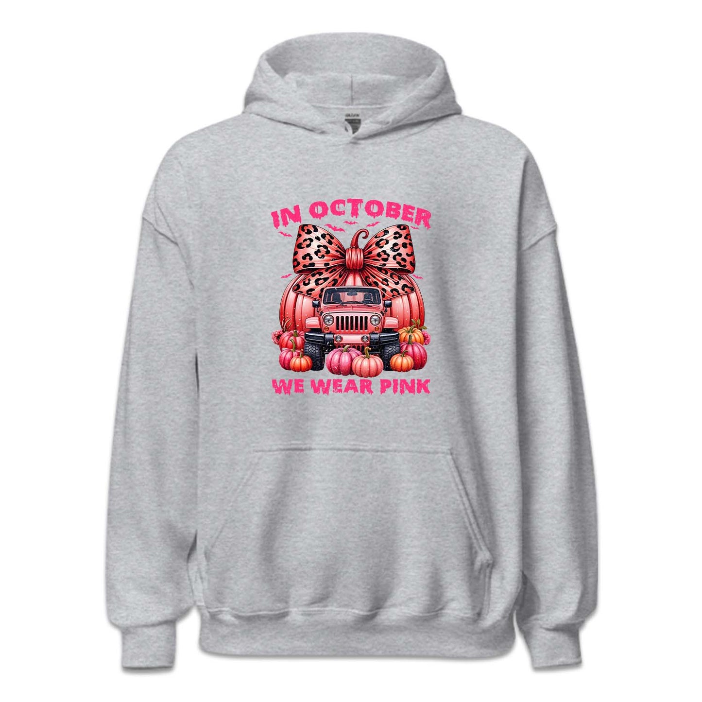 In October We Wear Pink Pink Ribbon Jeep With Pumpkins Halloween Breast Cancer | PRODUCT CODE: PNKRBOJPKS