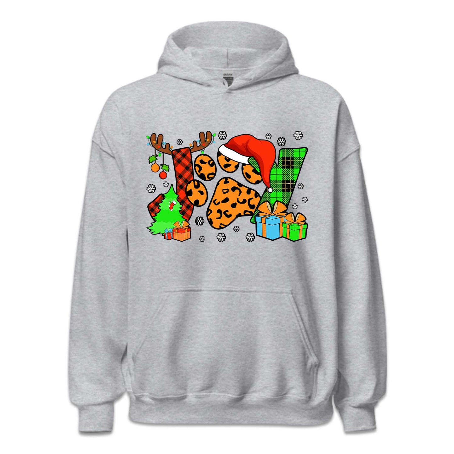 Joy Christmas Paw Print Holiday Hoodie, Pet Lover Xmas | PRODUCT CODE: JYOCHMPWARTN