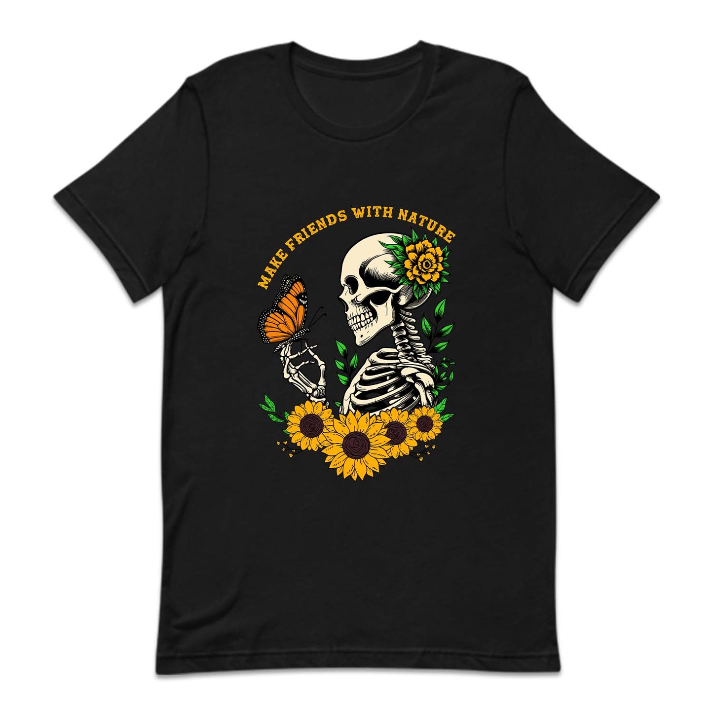 Floral Gothic Daisy Sunflower Skull | PRODUCT CODE: DSYSKFLWT