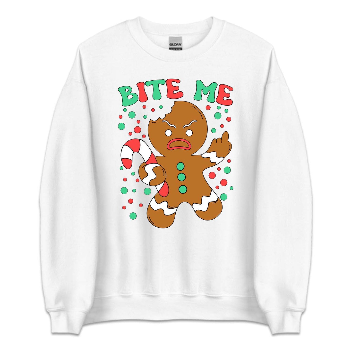 Bite Me Gingerbread Man Christmas Funny Middle Finger Sarcastic Xmas | PRODUCT CODE: BTMHDNGRBEA