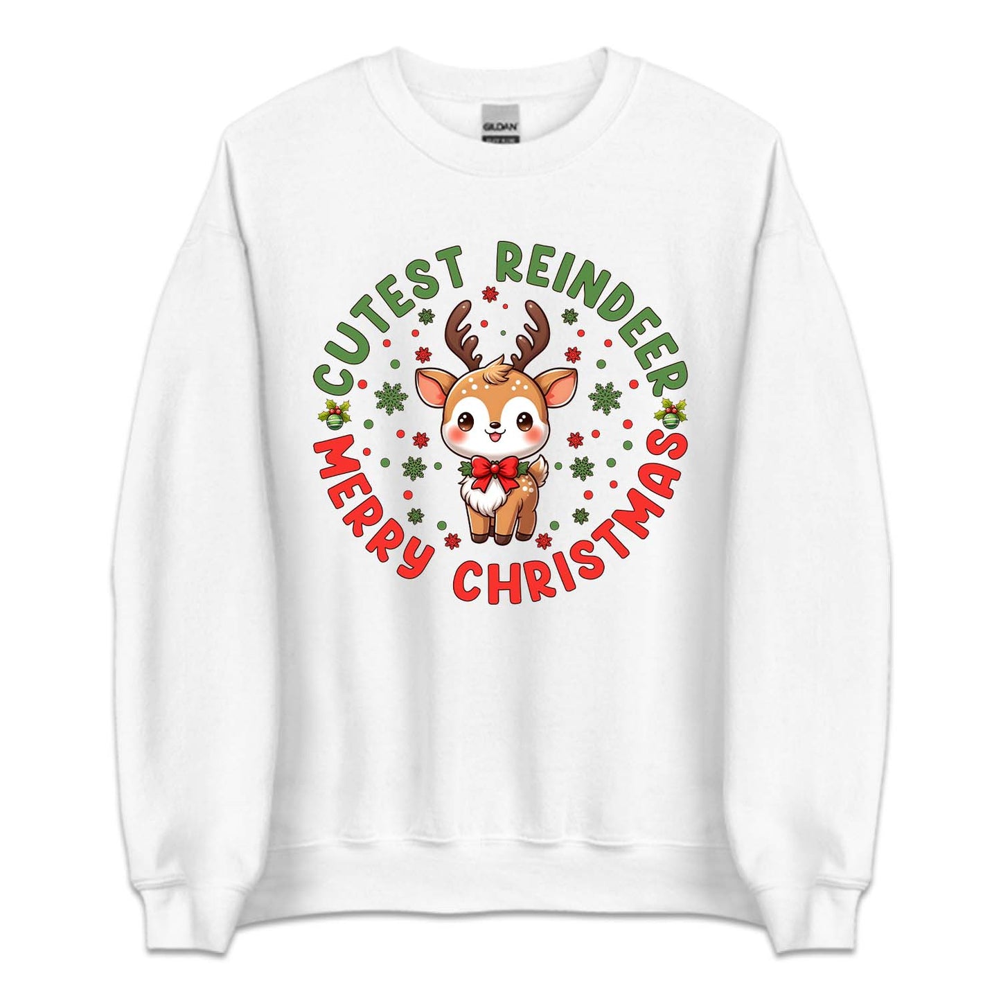 Cutest Reindeer Merry Christmas Xmas Reindeer with Red Bow | PRODUCT CODE: CTSRNDMTYCM