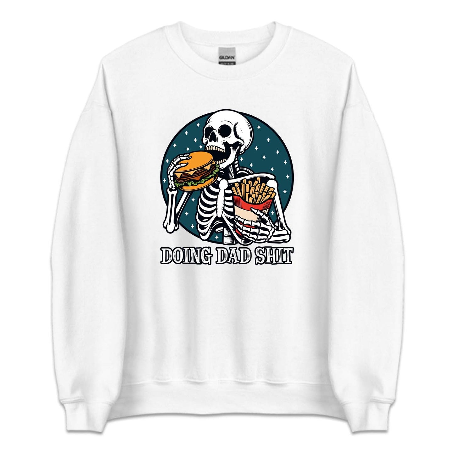 Doing Dad Shit Skeleton Eating Burger | PRODUCT CODE: SKLENGBRUF