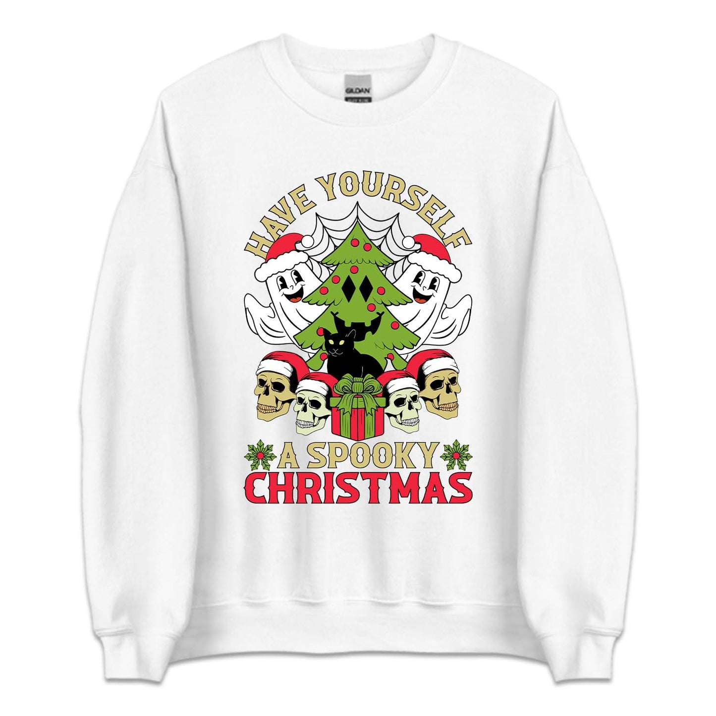 Spooky Christmas Ghosts and Skulls Black Cat Xmas | PRODUCT CODE: SPKYCHRTAMS