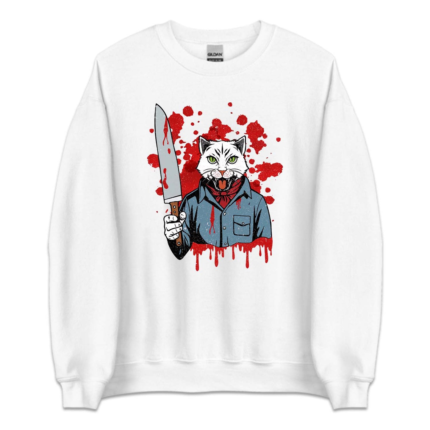 Cat Holding A Blood Knife Halloween Michael Meowers Scary Cat | PRODUCT CODE: CTAHLDBLKN
