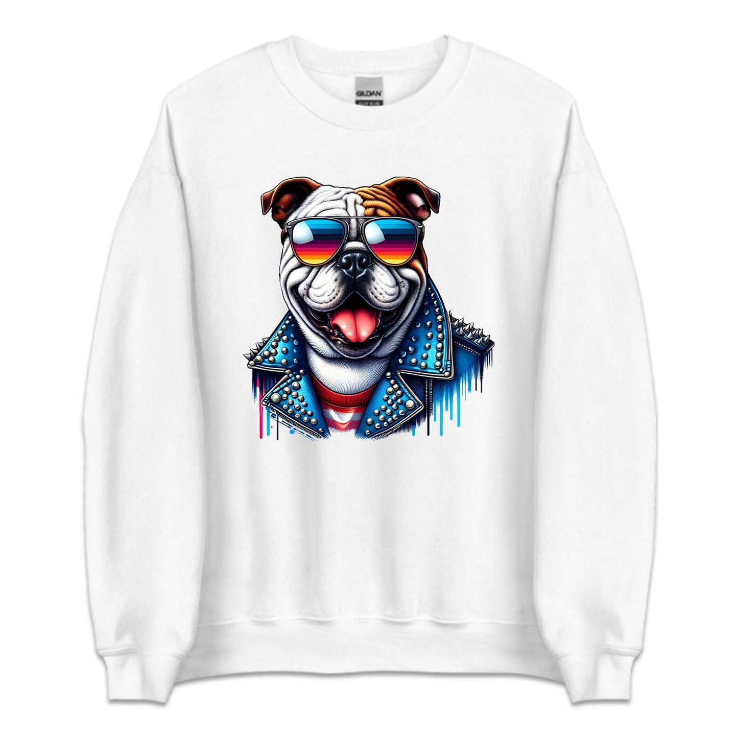 Bulldog Dog With Sunglasses Spiked Studded Jacket | PRODUCT CODE: BLUGDOKNP