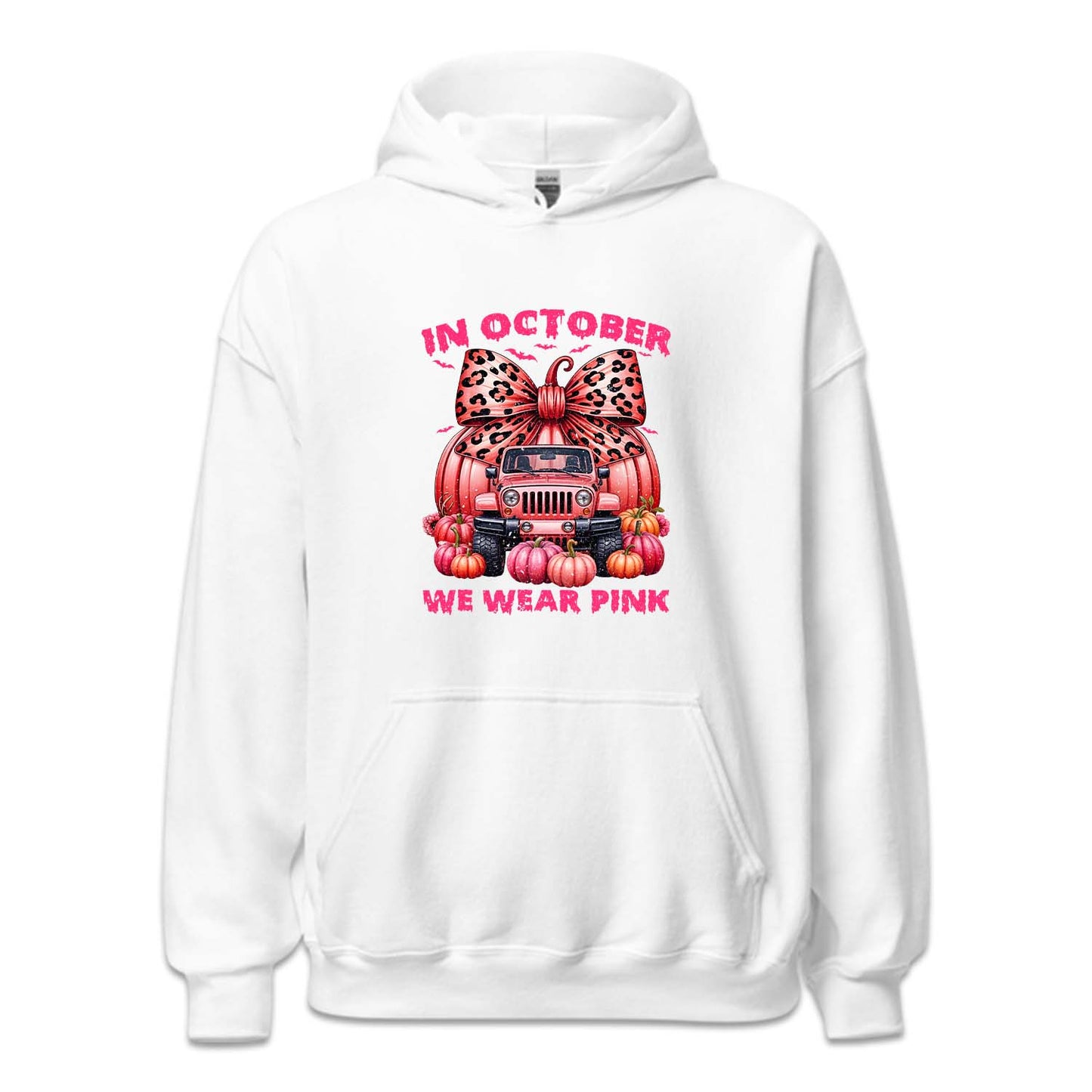 In October We Wear Pink Pink Ribbon Jeep With Pumpkins Halloween Breast Cancer | PRODUCT CODE: PNKRBOJPKS