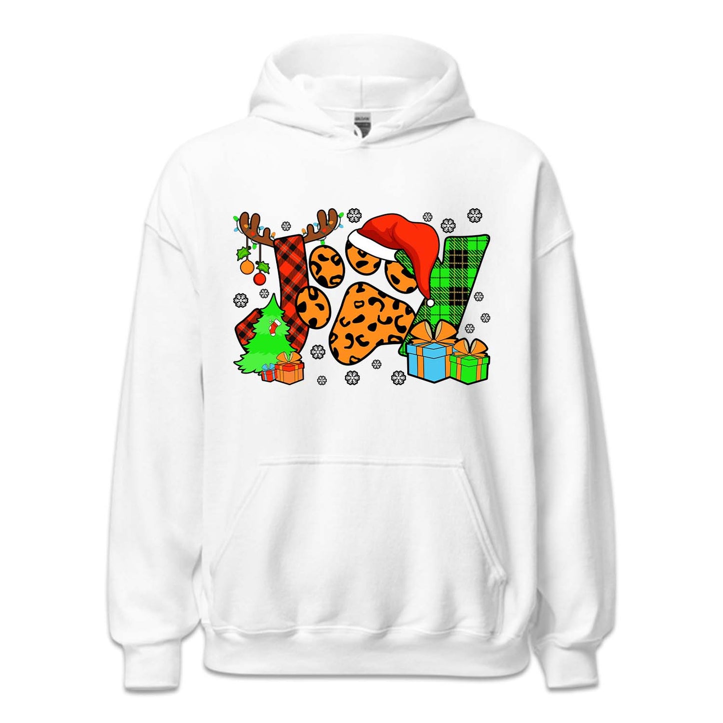 Joy Christmas Paw Print Holiday Hoodie, Pet Lover Xmas | PRODUCT CODE: JYOCHMPWARTN