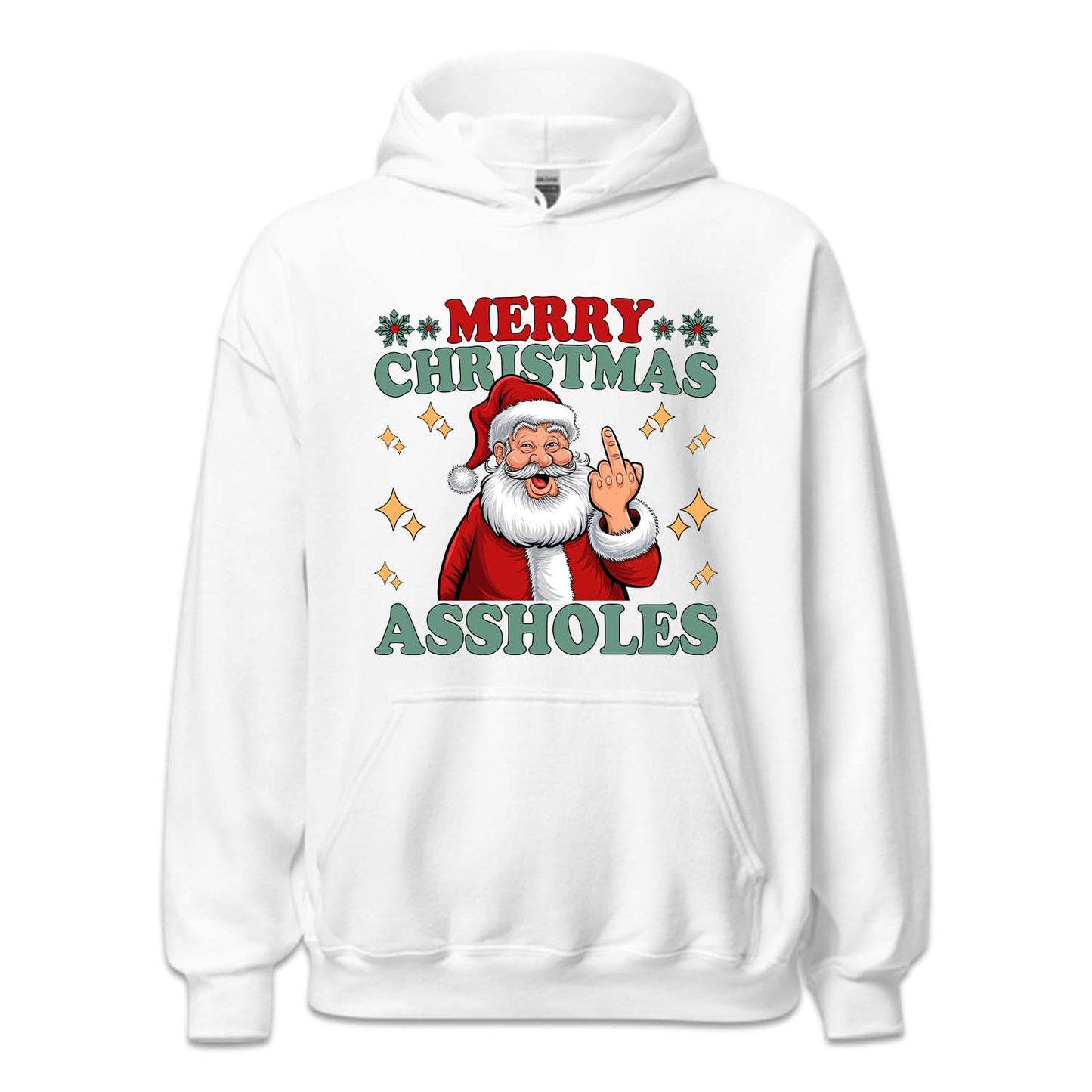 Merry Christmas Assholes Santa Claus Middle Finger Humorous Xmas | PRODUCT CODE: MRYCHTASHL