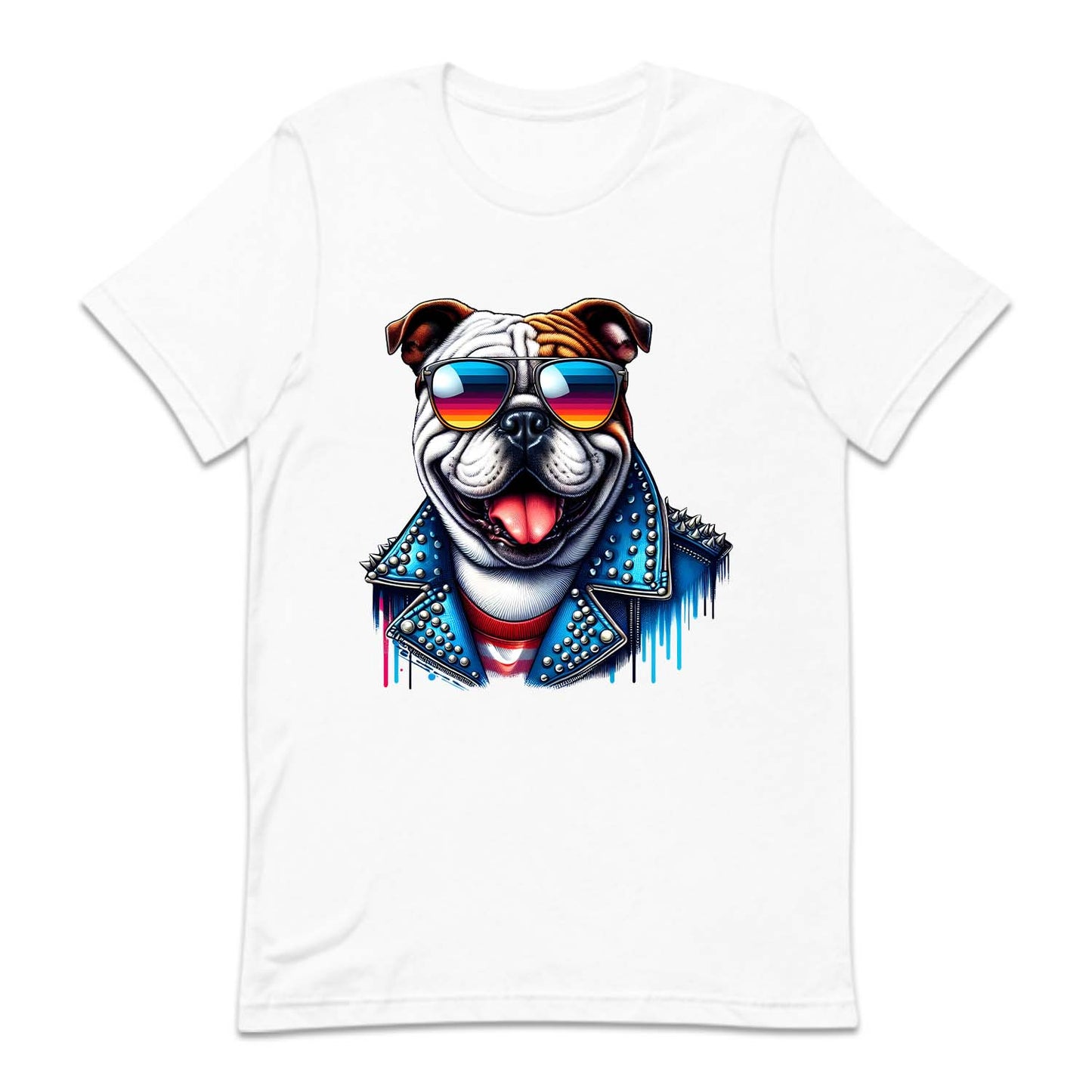 Bulldog Dog With Sunglasses Spiked Studded Jacket | PRODUCT CODE: BLUGDOKNP