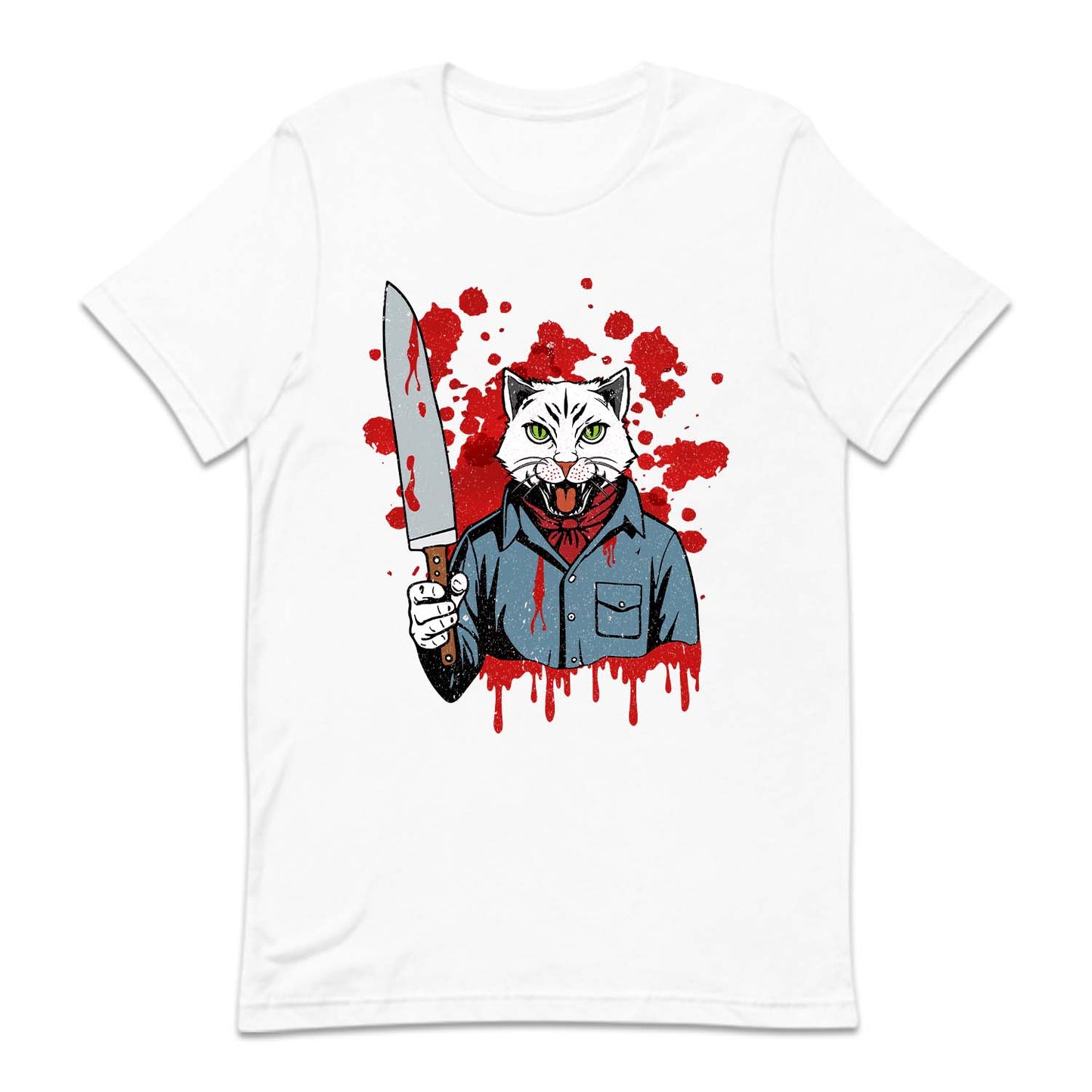 Cat Holding A Blood Knife Halloween Michael Meowers Scary Cat | PRODUCT CODE: CTAHLDBLKN