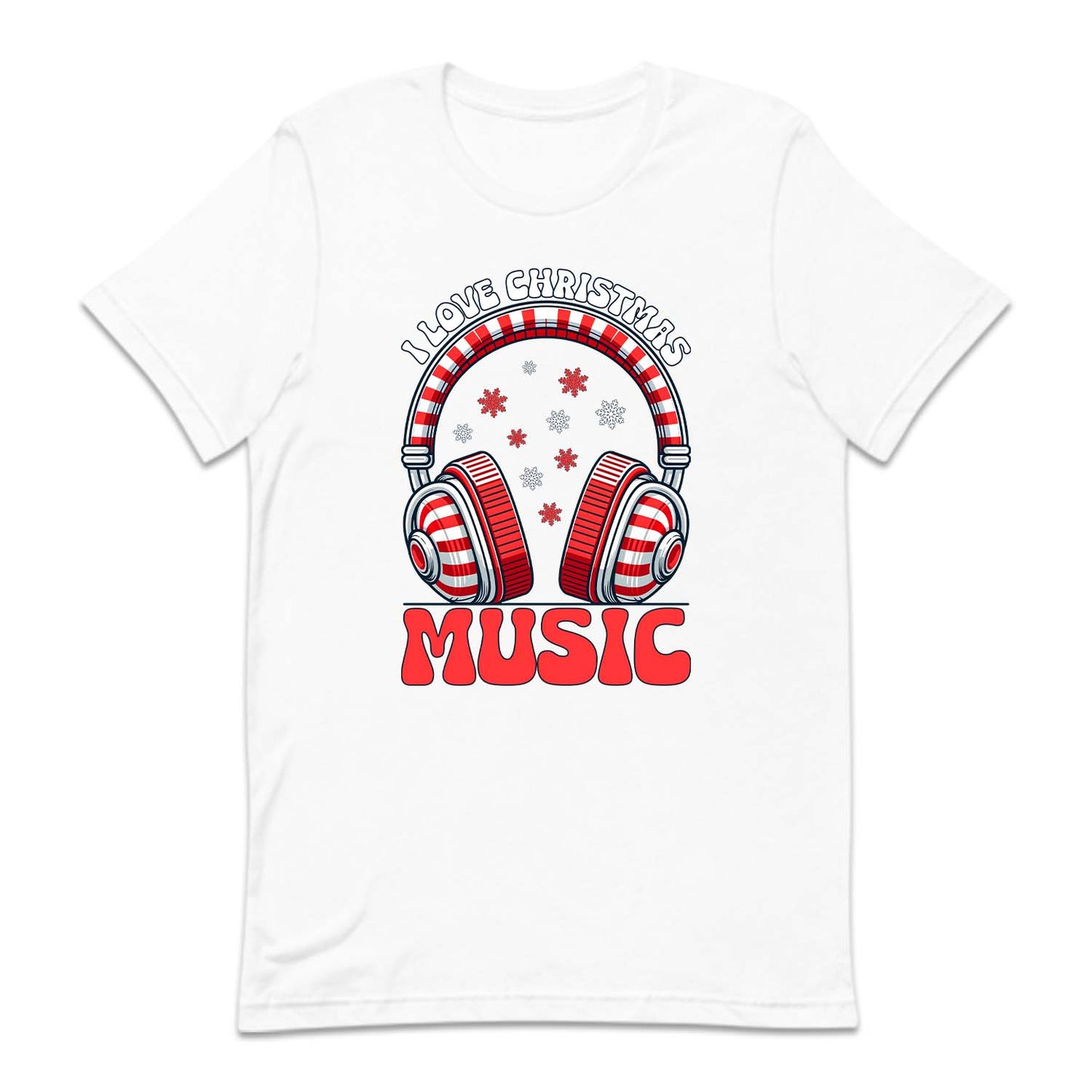 I Love Christmas Music Candy Cane Headphones Musical Xmas | PRODUCT CODE: LVCHRTMSUCN