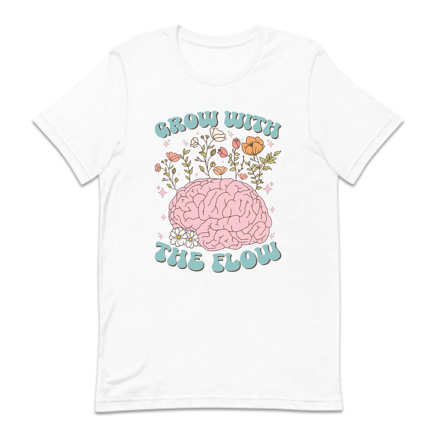 Grow With The Flow Floral Brain Positive Quote | PRODUCT CODE: GRTHLFMH