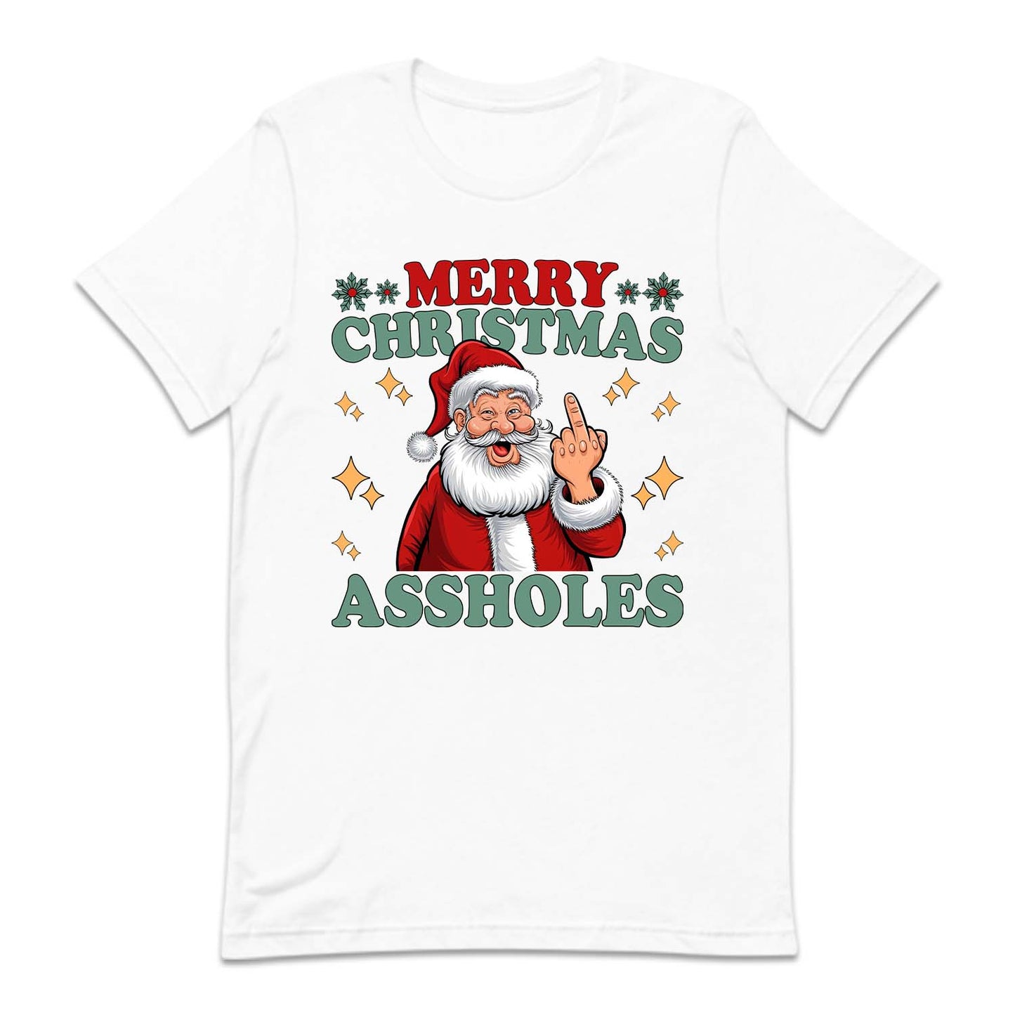 Merry Christmas Assholes Santa Claus Middle Finger Humorous Xmas | PRODUCT CODE: MRYCHTASHL