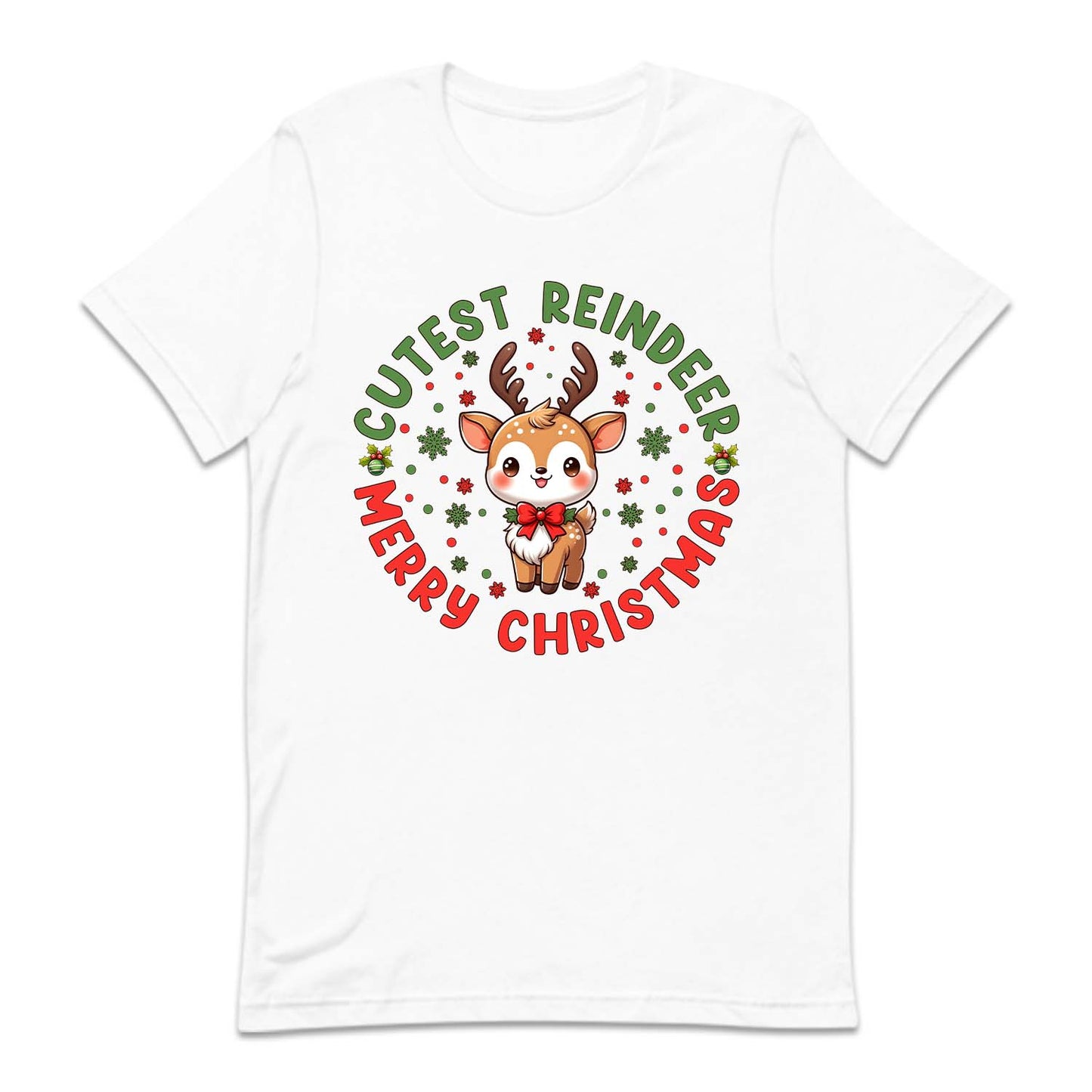 Cutest Reindeer Merry Christmas Xmas Reindeer with Red Bow | PRODUCT CODE: CTSRNDMTYCM